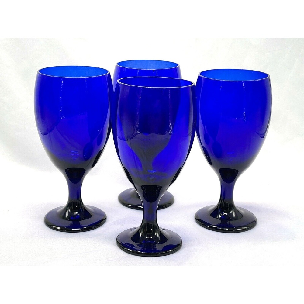 Set/4 Libbey  Premiere Cobalt Blue Ice Tea /Water Goblet Glasses